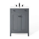 Nury 24 Inch Bathroom Vanity Cabinet With Ceramic Sink & 2 Soft Closing Doors