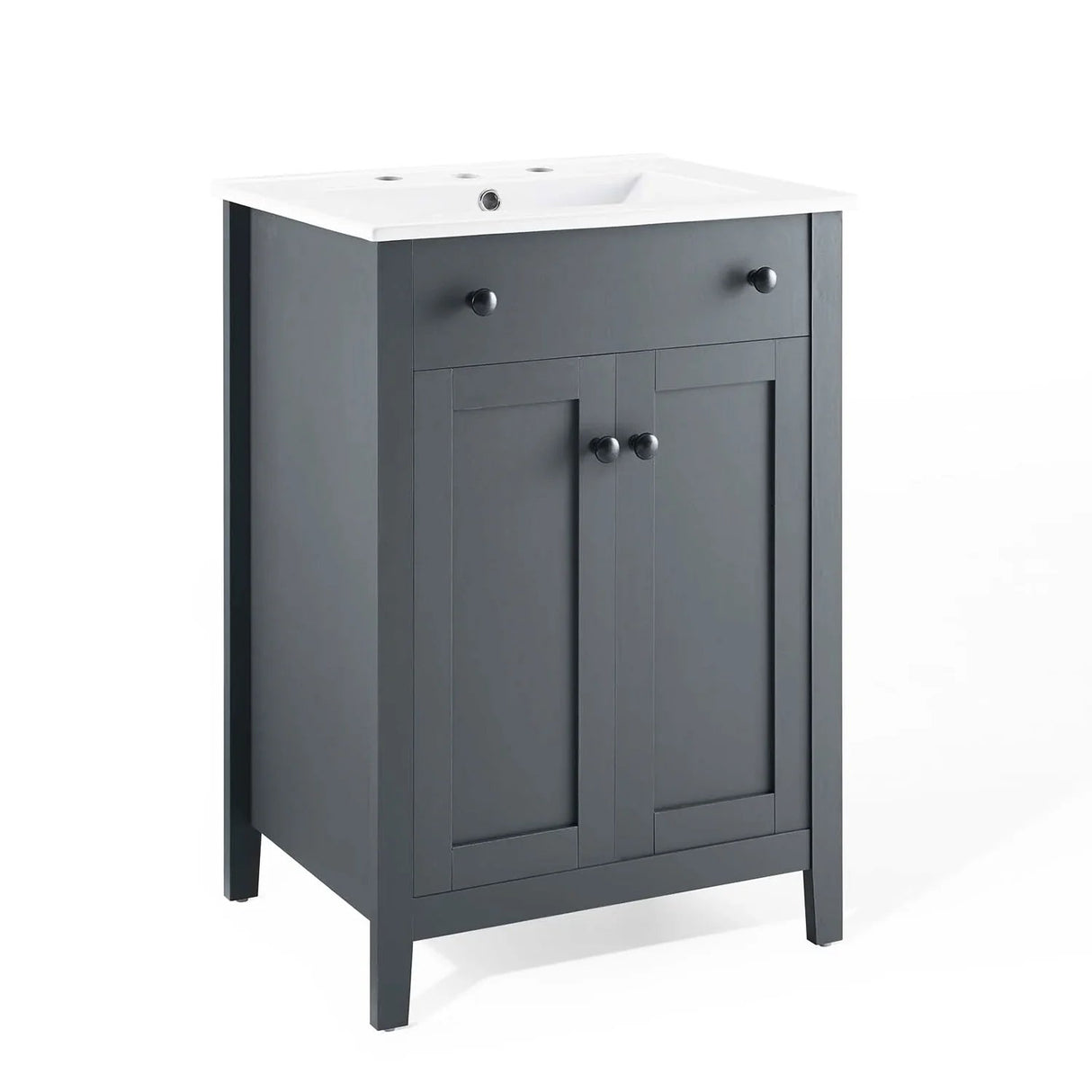 Nury 24 Inch Bathroom Vanity Cabinet With Ceramic Sink & 2 Soft Closing Doors