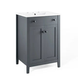 Nury 24 Inch Bathroom Vanity Cabinet With Ceramic Sink & 2 Soft Closing Doors