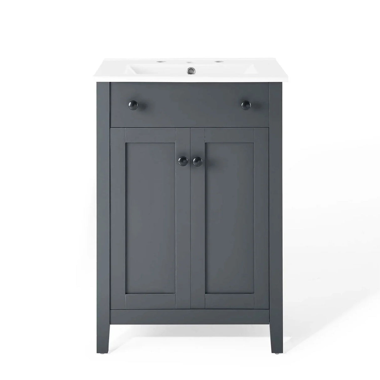 Nury 24 Inch Bathroom Vanity Cabinet With Ceramic Sink & 2 Soft Closing Doors