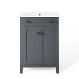 Nury 24 Inch Bathroom Vanity Cabinet With Ceramic Sink & 2 Soft Closing Doors