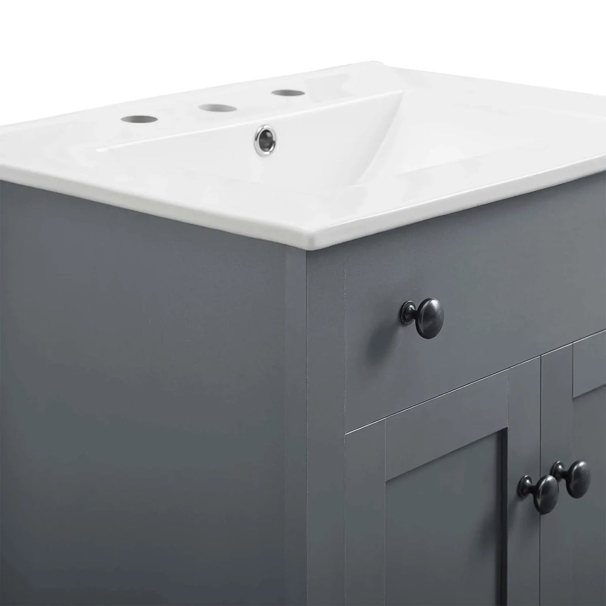 Nury 24 Inch Bathroom Vanity Cabinet With Ceramic Sink & 2 Soft Closing Doors