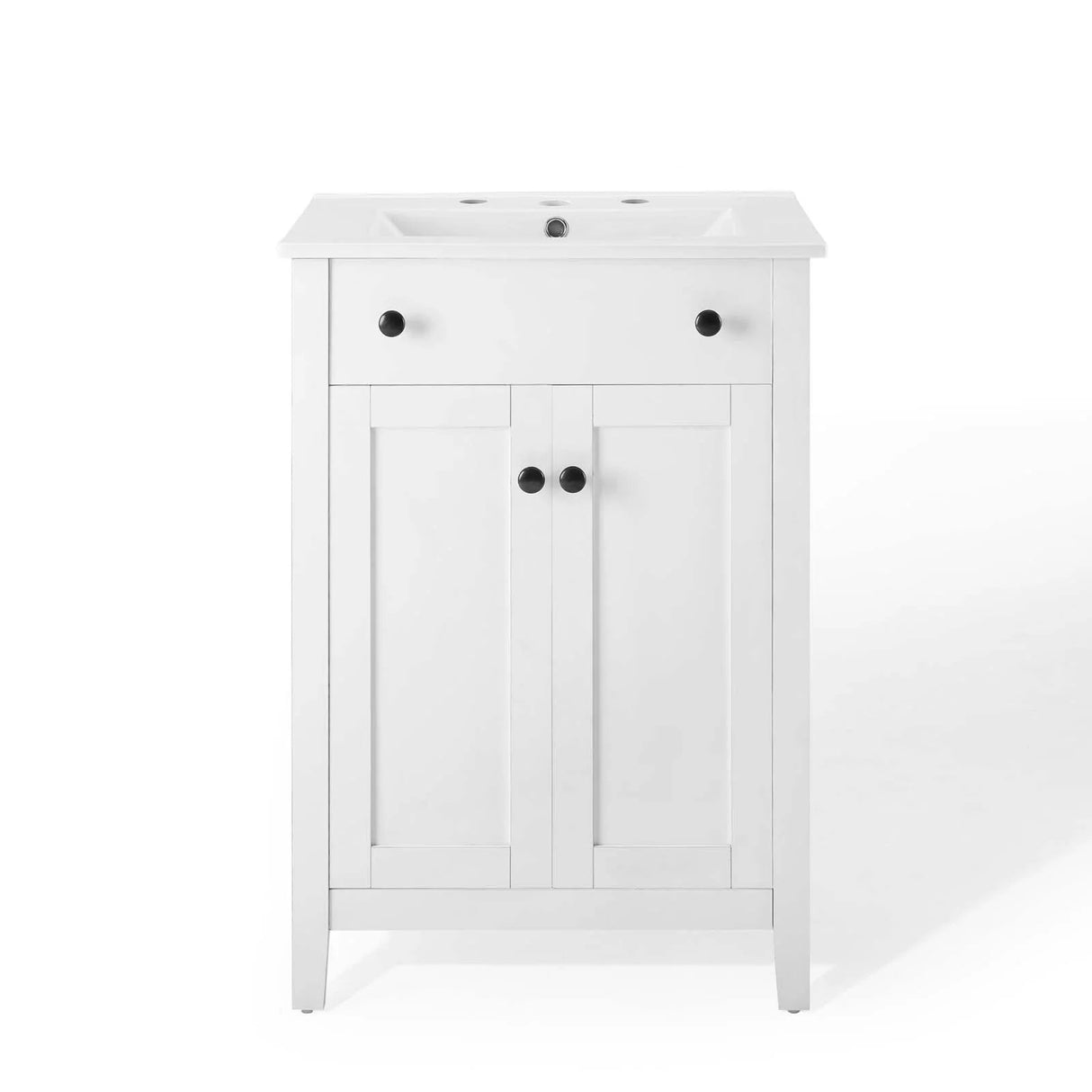 Nury 24 Inch Bathroom Vanity Cabinet With Ceramic Sink & 2 Soft Closing Doors