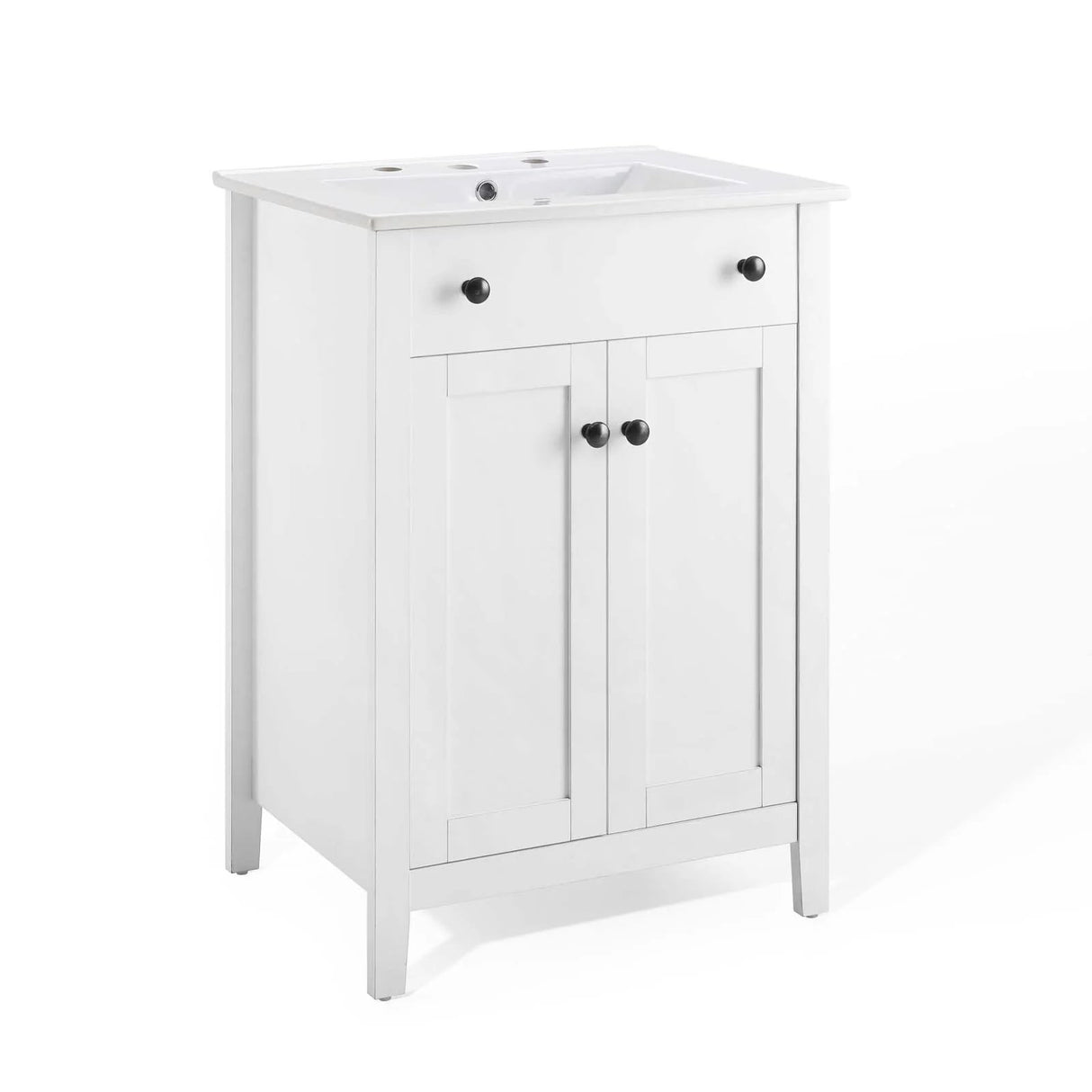 Nury 24 Inch Bathroom Vanity Cabinet With Ceramic Sink & 2 Soft Closing Doors