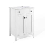 Nury 24 Inch Bathroom Vanity Cabinet With Ceramic Sink & 2 Soft Closing Doors