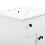 Nury 24 Inch Bathroom Vanity Cabinet With Ceramic Sink & 2 Soft Closing Doors