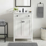 Nury 24 Inch Bathroom Vanity Cabinet With Ceramic Sink & 2 Soft Closing Doors