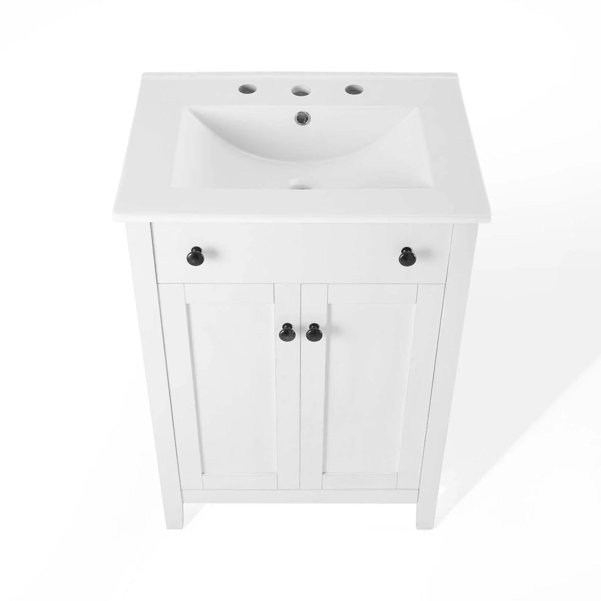 Nury 24 Inch Bathroom Vanity Cabinet With Ceramic Sink & 2 Soft Closing Doors