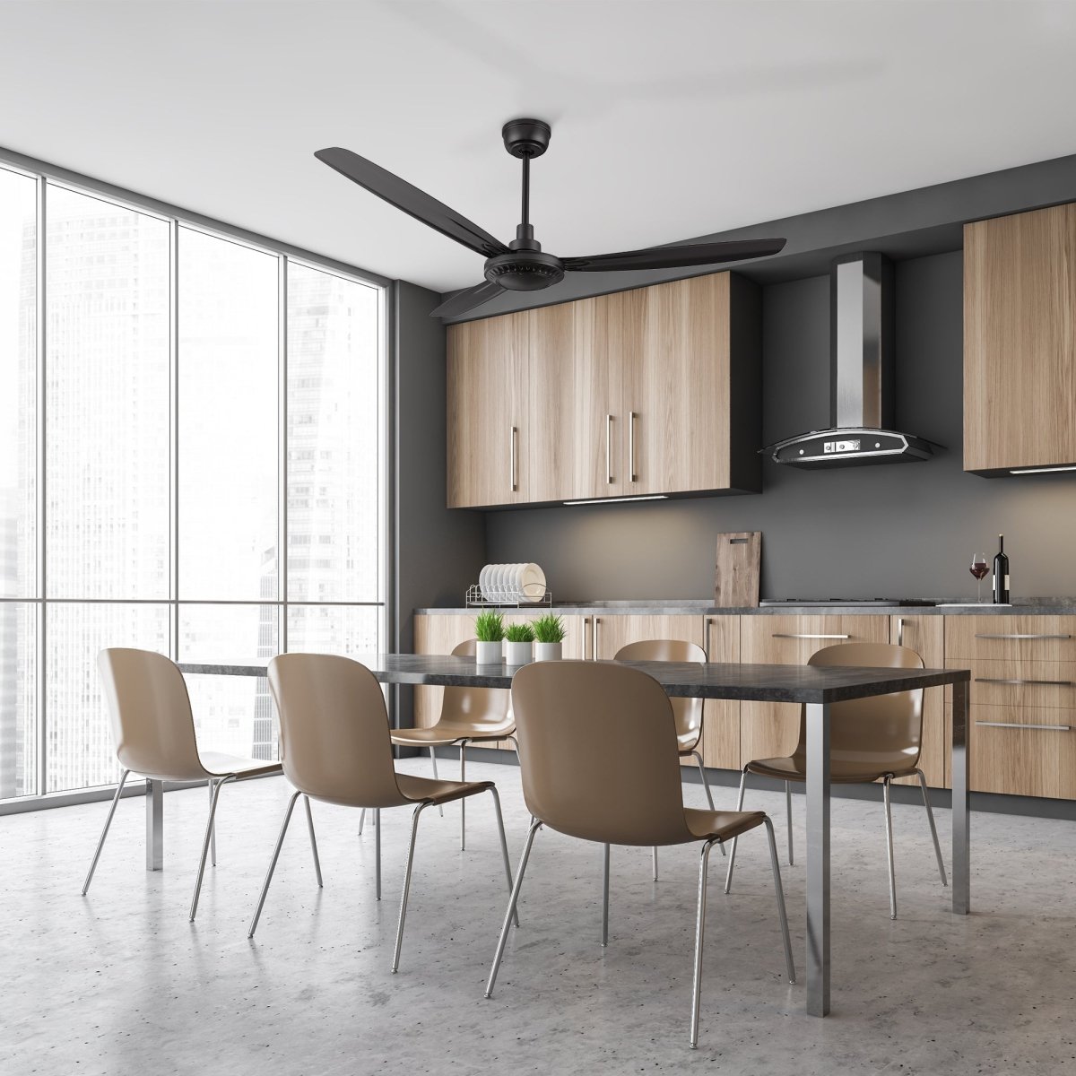 OBERON 56 inch 3 - Blade No LED Light Ceiling Fan with Remote - LEDMyPlace