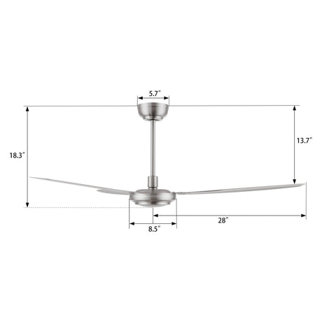 OBERON 56 inch 3 - Blade No Light Ceiling Fan with Remote - LEDMyPlace