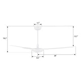 OBERON 56 inch 3 - Blade No Light Ceiling Fan with Remote - LEDMyPlace