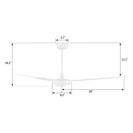 OBERON 56 inch 3 - Blade No Light Ceiling Fan with Remote - LEDMyPlace