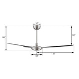OBERON 56 inch 3 - Blade No Light Ceiling Fan with Remote - LEDMyPlace
