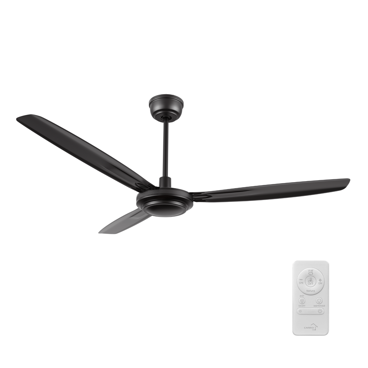 OBERON 56 inch 3 - Blade No Light Ceiling Fan with Remote - LEDMyPlace