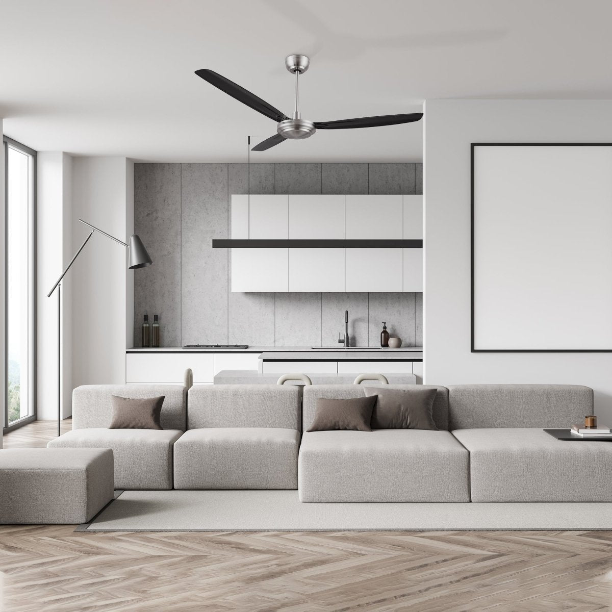 OBERON 56 inch 3 - Blade No Light Ceiling Fan with Wall Control - LEDMyPlace