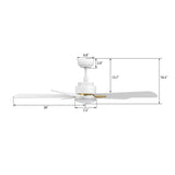 OLINDA 52 inch 5 - Blade Smart Ceiling Fan with LED Light & Remote - LEDMyPlace