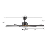 OLINDA 52 inch 5 - Blade Smart Ceiling Fan with LED Light & Remote - LEDMyPlace