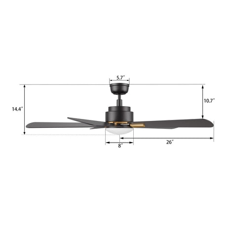 OLINDA 52 inch 5 - Blade Smart Ceiling Fan with LED Light & Remote - LEDMyPlace