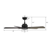 OLINDA 52 inch 5 - Blade Smart Ceiling Fan with LED Light & Remote - LEDMyPlace