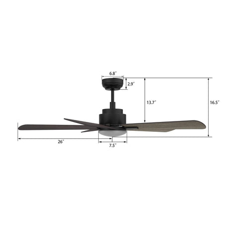 OLINDA 52 inch 5 - Blade Smart Ceiling Fan with LED Light & Remote - LEDMyPlace