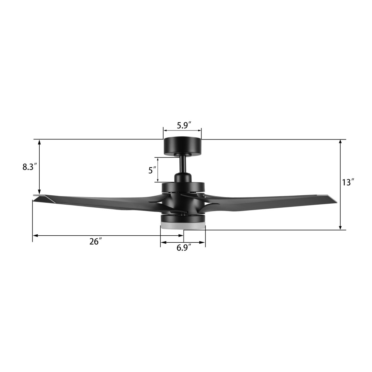 ONYX 52 inch 5 - Blade Ceiling Fan with LED Light Kit & Remote - LEDMyPlace