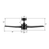 ONYX 52 inch 5 - Blade Ceiling Fan with LED Light Kit & Remote - LEDMyPlace