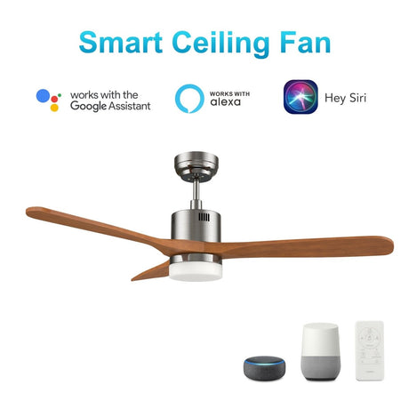 PALMER 52 inch 3 - Blade Smart Ceiling Fan with LED Light & Remote - LEDMyPlace