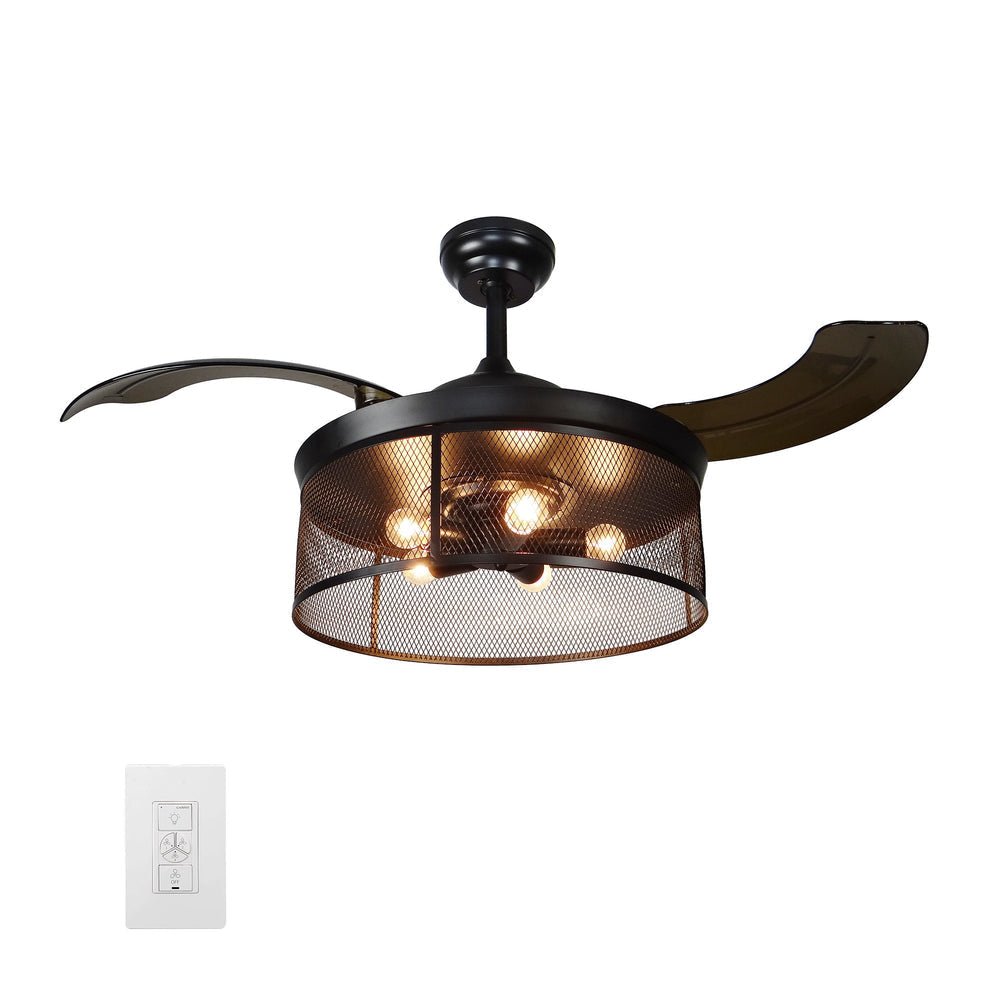 Paloma 42 Inch 3 - Blade Retractable Best Smart Ceiling Fan With Wall Switch - LEDMyPlace