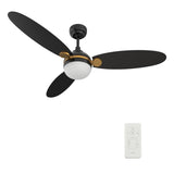 PEARLA 52 inch 3 - Blade Smart Ceiling Fan with LED Light & Remote - LEDMyPlace