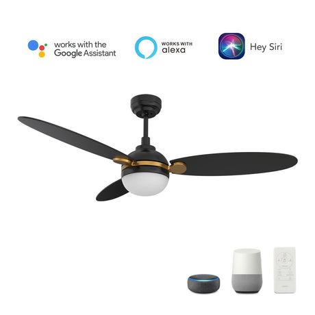 PEARLA 52 inch 3 - Blade Smart Ceiling Fan with LED Light & Remote - LEDMyPlace