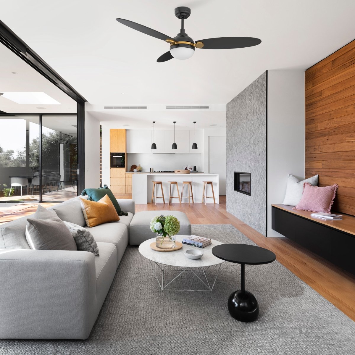 PEARLA 52 inch 3 - Blade Smart Ceiling Fan with LED Light & Remote - LEDMyPlace