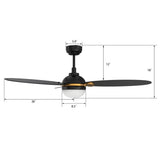 PEARLA 52 inch 3 - Blade Smart Ceiling Fan with LED Light & Remote - LEDMyPlace