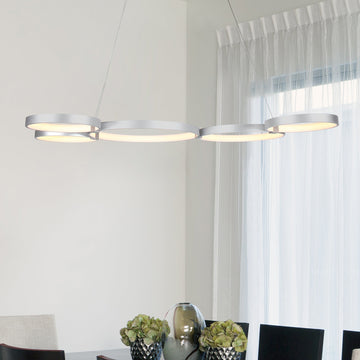 Modern Circular Chandelier, 5-Light, 92W, 3000K (Warm White), 3677 Lumens, Wheel Chandelier, Dimension: 50.1''x31.6''x110''