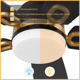 PEYTON 52 inch 5 - Blade Smart Ceiling Fan with LED Light & Remote - LEDMyPlace