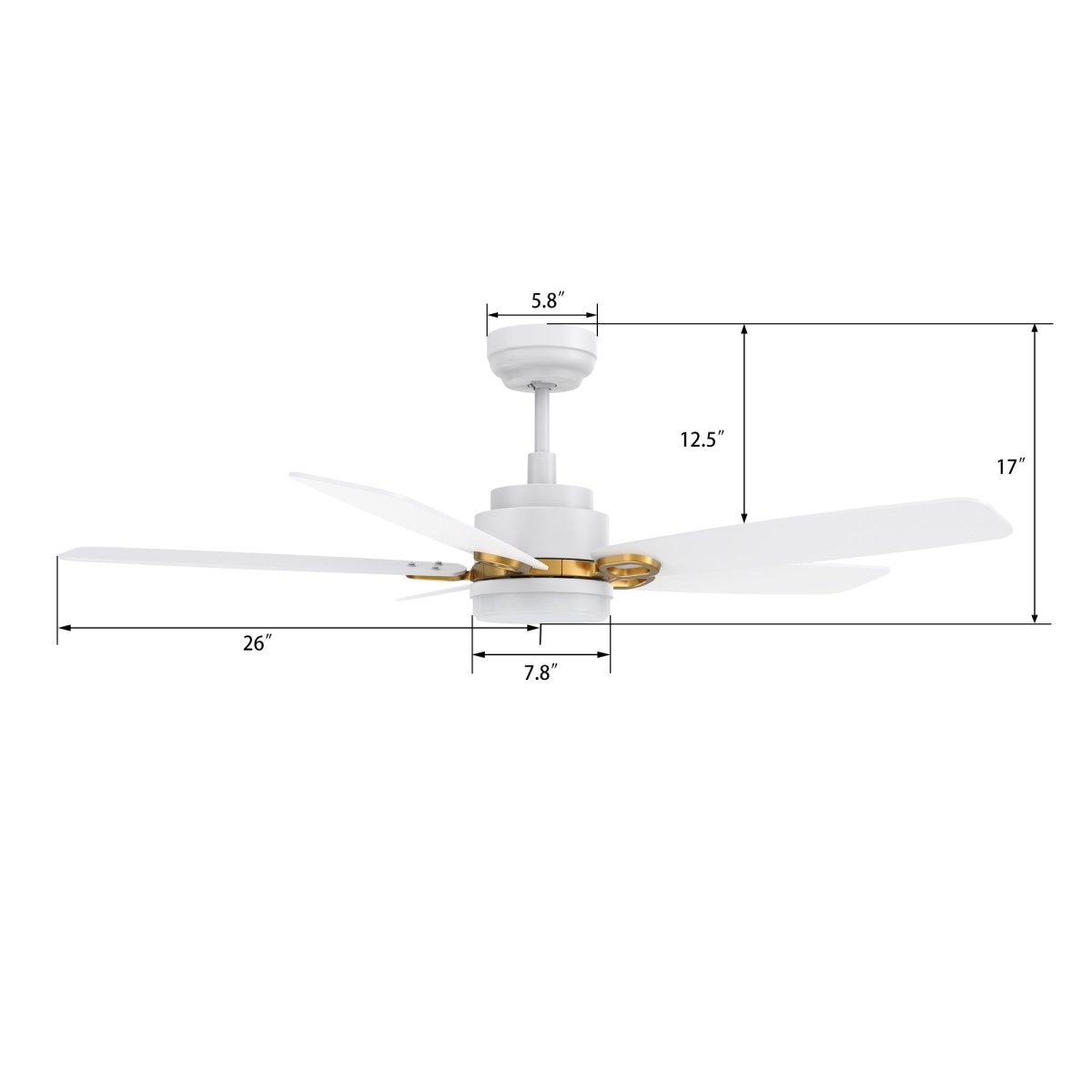 PEYTON 52 inch 5 - Blade Smart Ceiling Fan with LED Light & Remote - LEDMyPlace