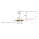 PEYTON 52 inch 5 - Blade Smart Ceiling Fan with LED Light & Remote - LEDMyPlace