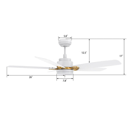 PEYTON 52 inch 5 - Blade Smart Ceiling Fan with LED Light & Remote - LEDMyPlace