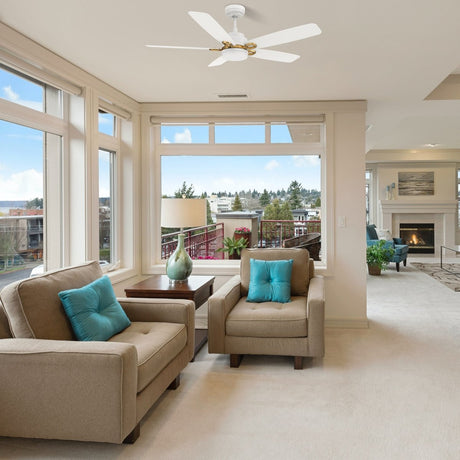 PEYTON 52 inch 5 - Blade Smart Ceiling Fan with LED Light & Remote - LEDMyPlace