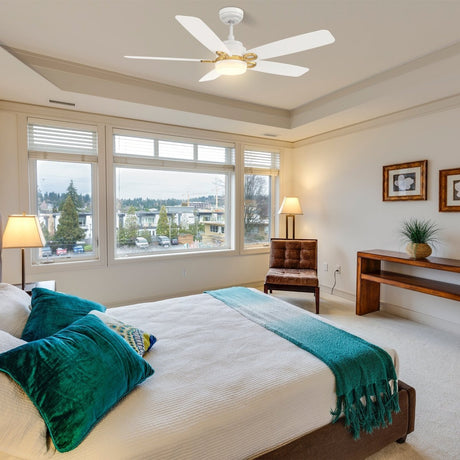 PEYTON 52 inch 5 - Blade Smart Ceiling Fan with LED Light & Remote - LEDMyPlace