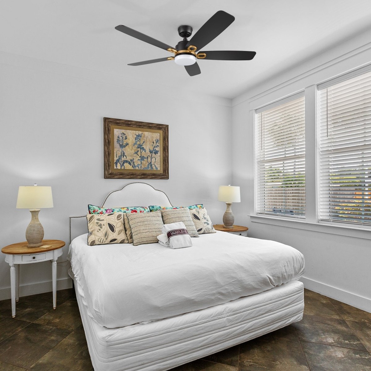 PEYTON 52 inch 5 - Blade Smart Ceiling Fan with LED Light & Remote - LEDMyPlace