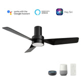 PORTER 44 inch 3 - Blade Flush Mount Smart Ceiling Fan with LED Light & Remote - LEDMyPlace