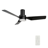 PORTER 44 inch 3 - Blade Flush Mount Smart Ceiling Fan with LED Light & Remote - LEDMyPlace