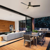 PORTER 44 inch 3 - Blade Flush Mount Smart Ceiling Fan with LED Light & Remote - LEDMyPlace