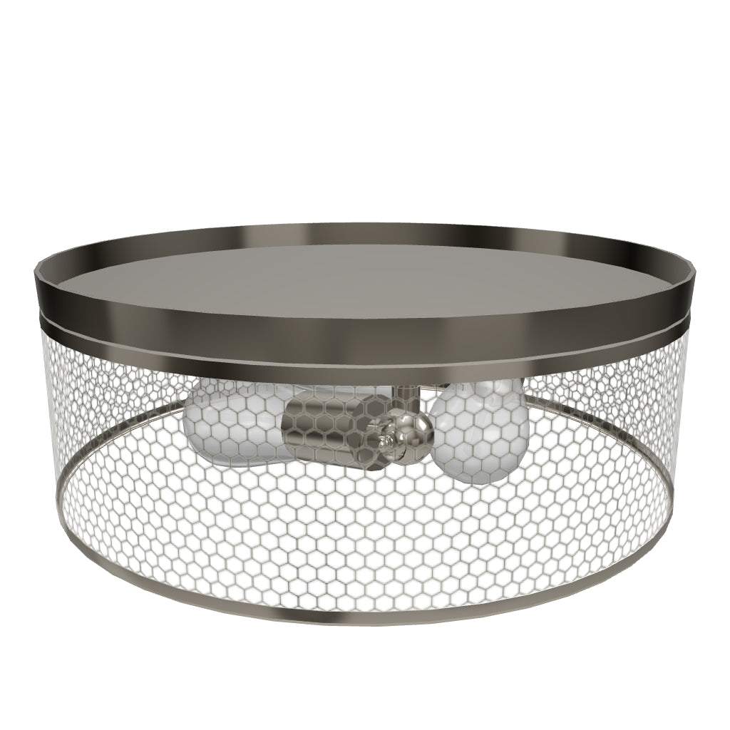 3-Lights Cage Style Flush Mount Fixture, Drum Shape, E26 Base, UL Listed, 3 Years Warranty