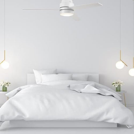 Ranger 52 In. 3 - Blade Led Indoor White Best Smart Ceiling Fan with Led Light Kit, Best Smart Wall Switch, Alexa/Google Home/Siri Compatible - LEDMyPlace