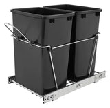 Rev-A-Shelf Double 35 Qt. Wire Bottom Mount Pull-Out Waste Containers - Black