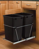 Rev-A-Shelf Double 35 Qt. Wire Bottom Mount Pull-Out Waste Containers - Black