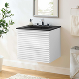 Render 24 In. Floating Bathroom Vanity with Ceramic Sink Top & Soft Closing Drawers