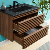 Render 30 In. Floating Bathroom Vanity with Ceramic Sink Top & Soft-Closing Drawers