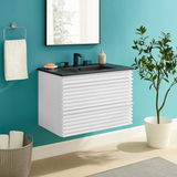 Render 30 In. Floating Bathroom Vanity with Ceramic Sink Top & Soft-Closing Drawers